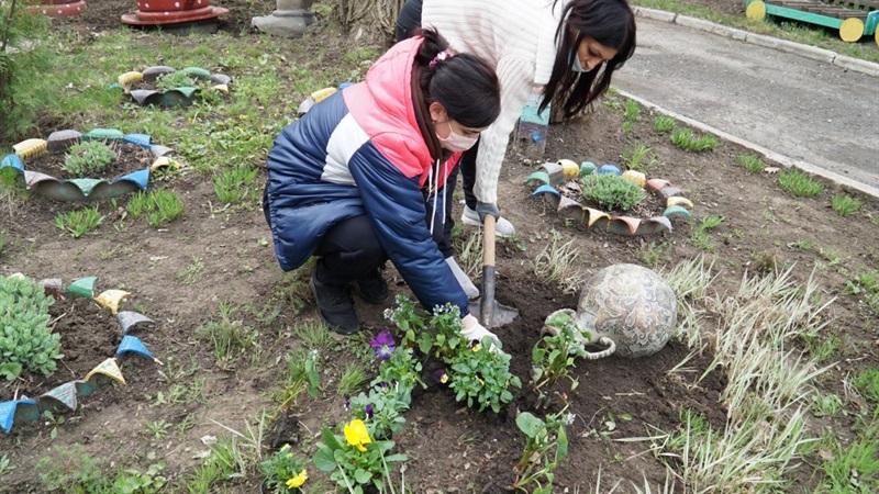 Воспитатели сажали цветы, а дети помогали: в яслях-саду № 33 навели порядок на территории