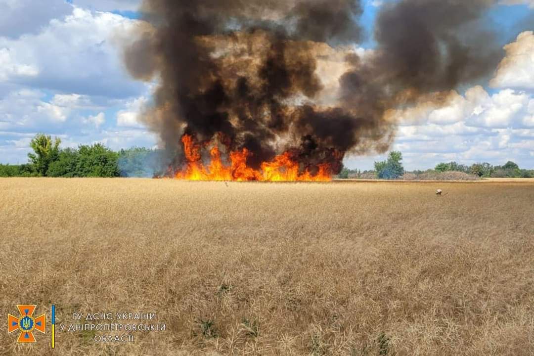 Через ворожий обстріл у Криворізькому районі, що на Дніпропетровщині, згоріло 50 га полів