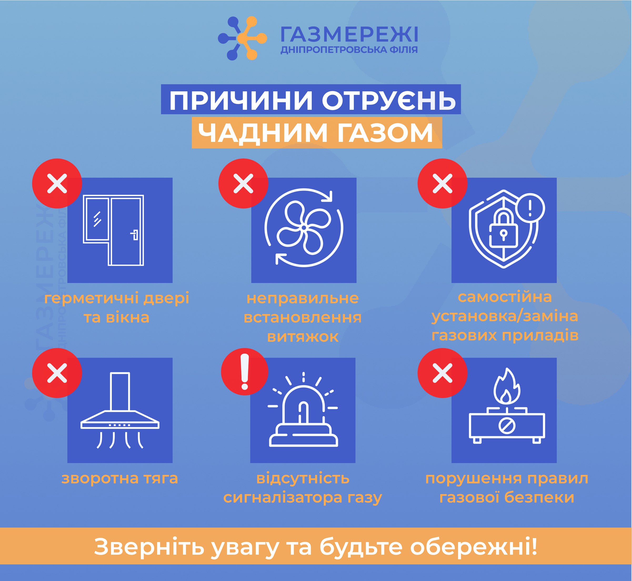 Дніпропетровська філія «Газмережі» нагадує споживачам, як уберегтися від отруєння чадним газом