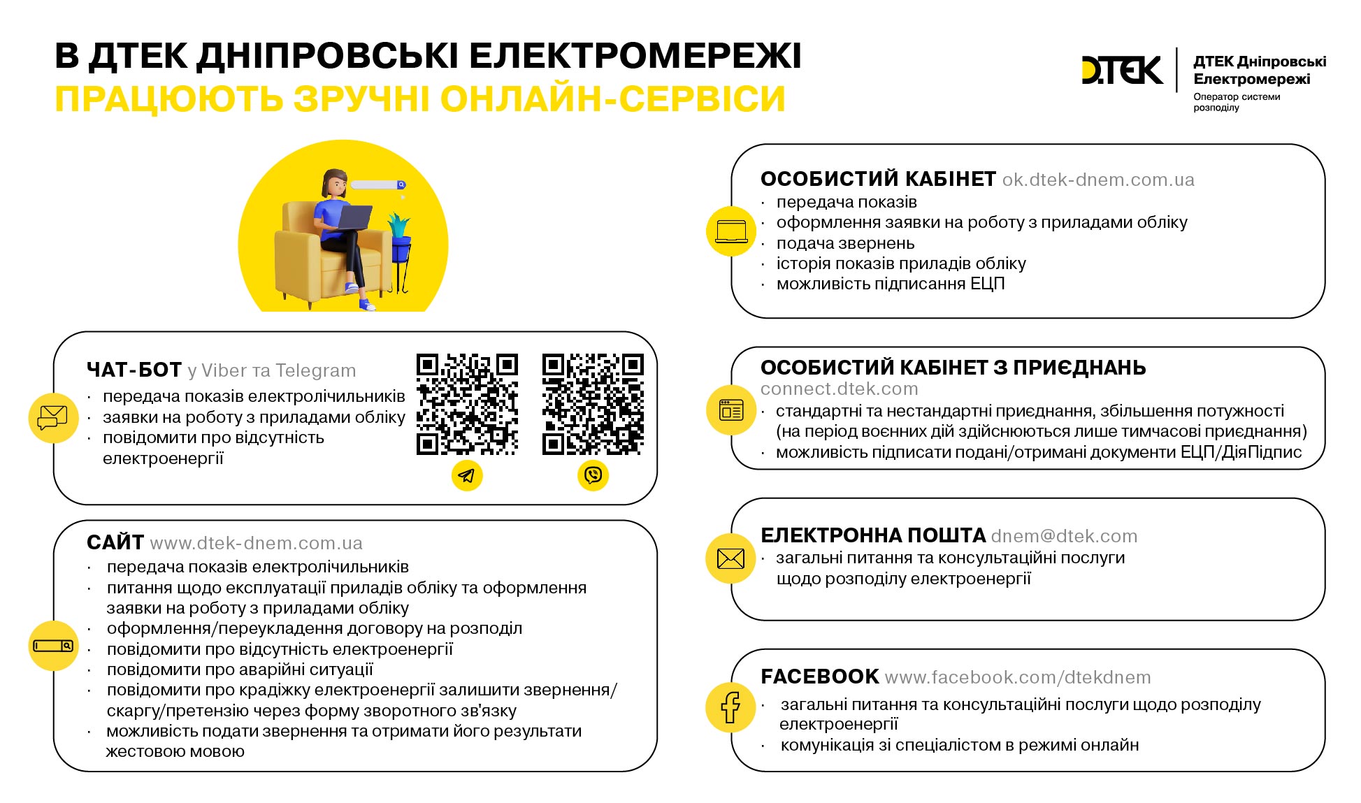 Швидко, зручно та безпечно – онлайн-сервіси для клієнтів ДТЕК Дніпровські електромережі