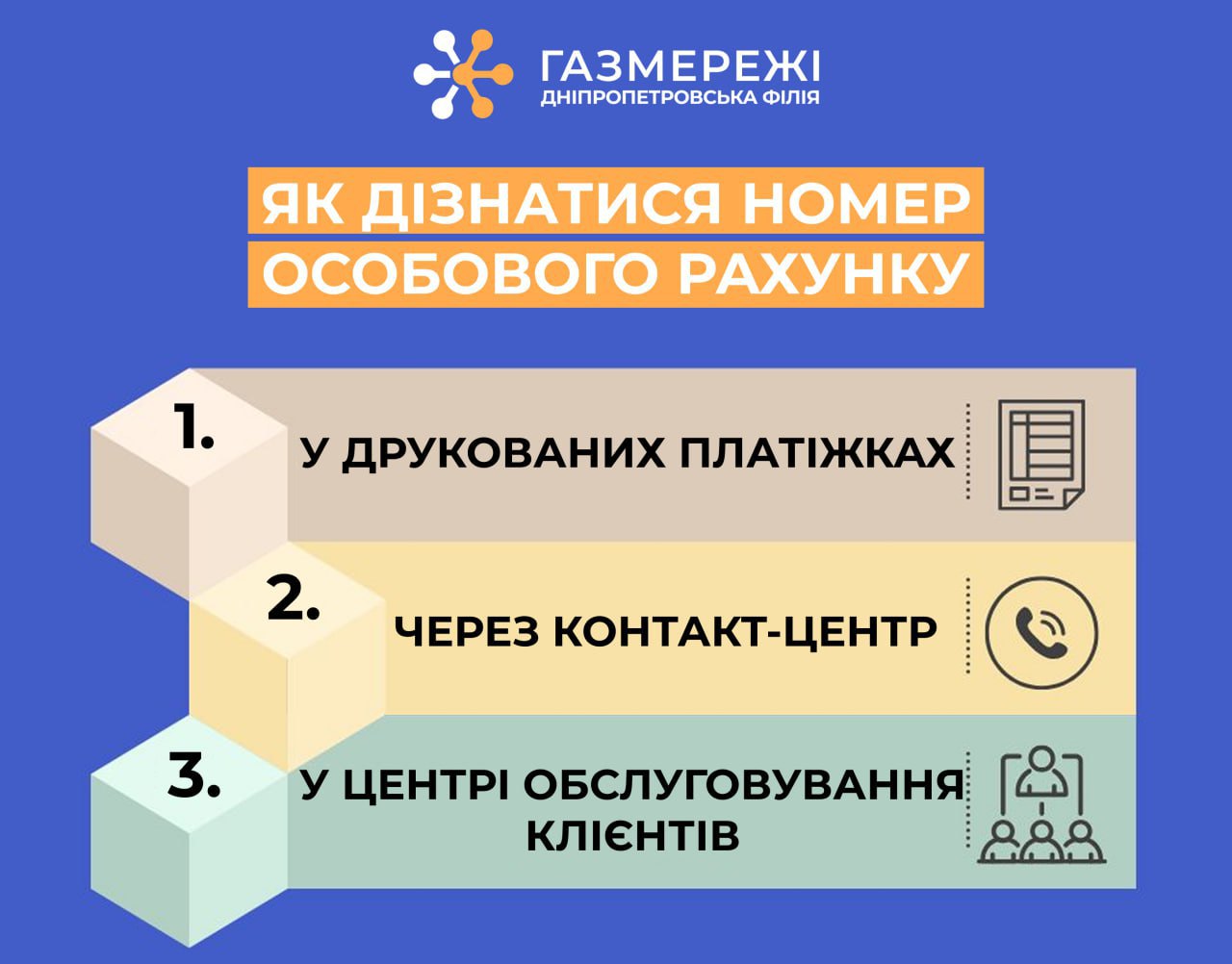 Дніпропетровська філія «Газмережі» нагадує, як дізнатися номер особового рахунку за розподіл газу