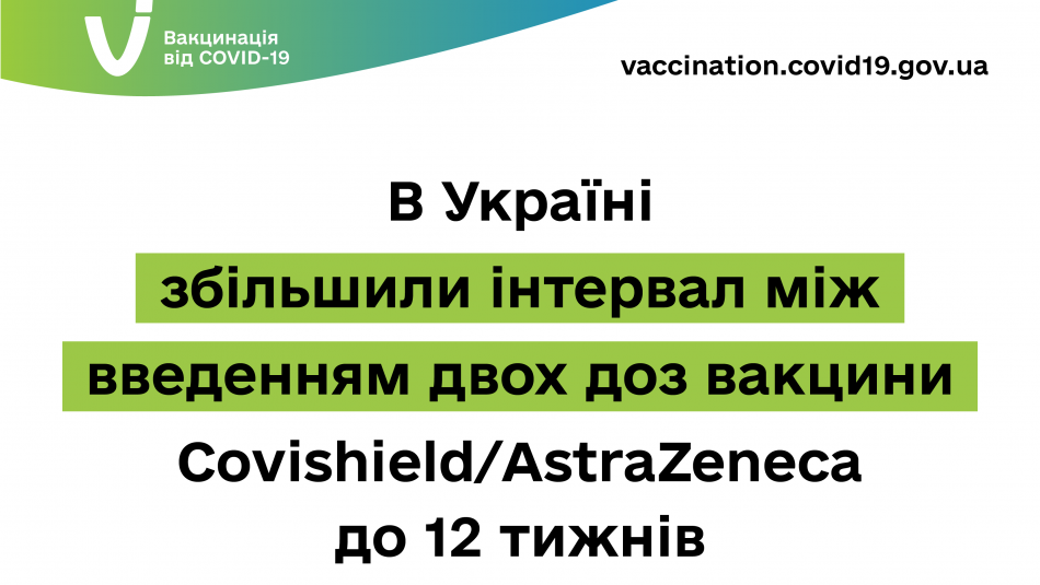 В Украине увеличили интервал между введением двух доз вакцины Covishield/AstraZeneca до 12 недель