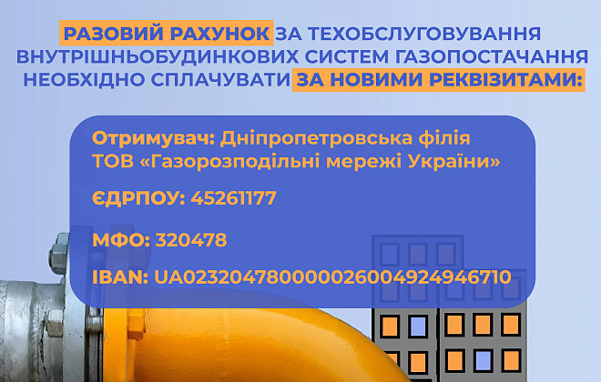 Разовий платіж за техобслуговування внутрішньобудинкових систем газопостачання: все що необхідно знати споживачам газу області