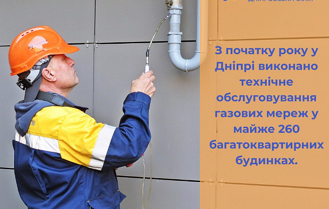 З початку року у Дніпрі виконано технічне обслуговування газових мереж у майже 260 багатоквартирних будинках