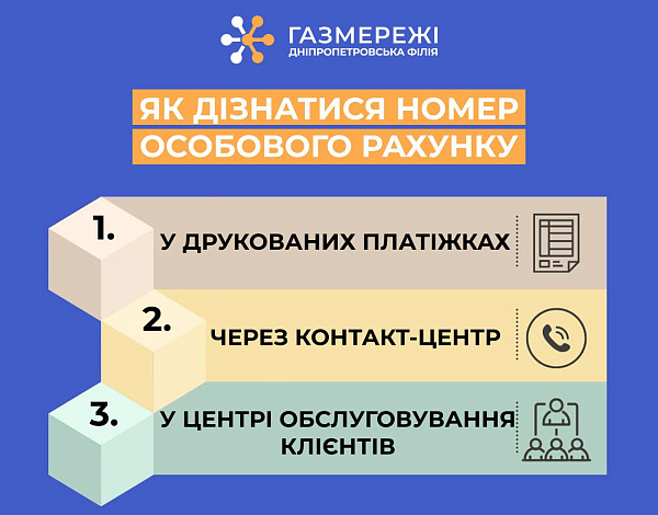 Дніпропетровська філія «Газмережі» нагадує, як дізнатися номер особового рахунку за розподіл газу