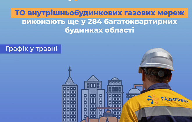 Дніпропетровська філія «Газмережі» у травні виконає техобслуговування газових мереж ще у 284 багатоквартирних будинках