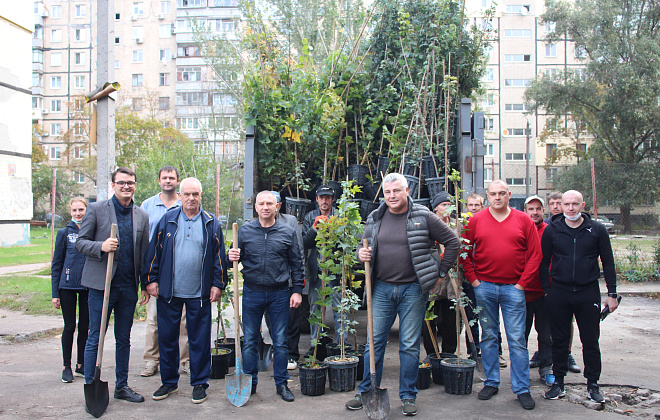 Впервые с 1987-го: в Соборном районе Днепра высаживают полтысячи новых деревьев