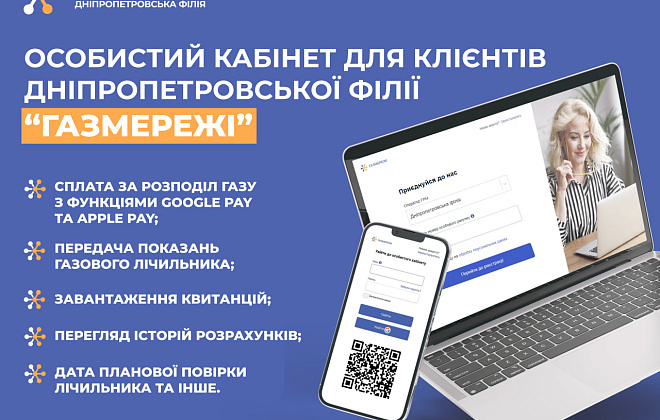 Понад 65 тисяч мешканців Дніпропетровської області користуються особистим кабінетом «Газмережі»: про переваги сервісу